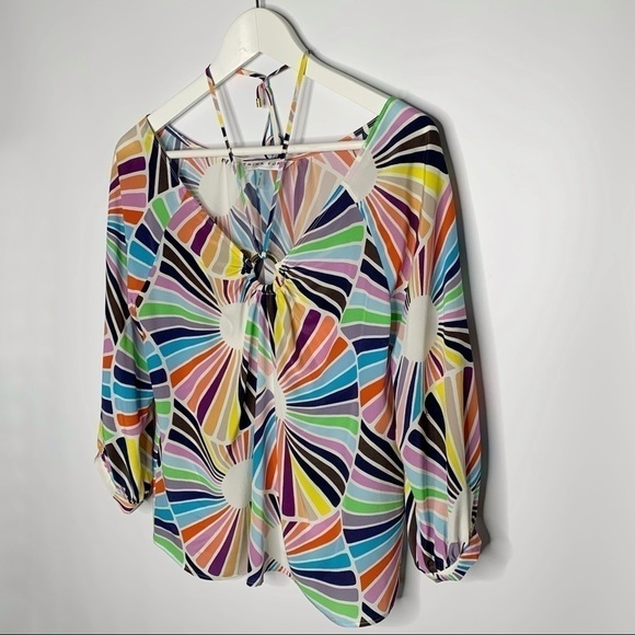 TRINA Turk Top Printed Silk Halter Tie Small Amorita - Picture 6 of 10